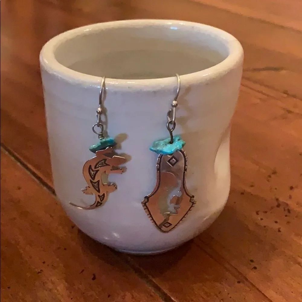 Vintage Silver Southwestern Gecko Earrings